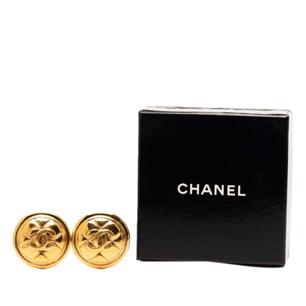 CHANEL Authentic Gold Logo Earrings - Picture 6 of 6